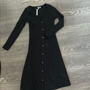 Elegant Black Button-Down Dress